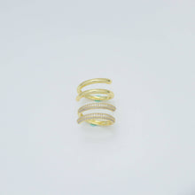 Load image into Gallery viewer, Plain Gold Clear CZ Doule Line Ring set , Sku#LD609