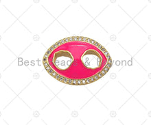Load image into Gallery viewer, Colorful Enamel Oval Shape with Two Holes Connector, CZ Micro Pave Gold Link, Necklace Bracelet Charm Pendant,20x14mm,Sku#L560