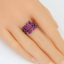 Load image into Gallery viewer, Black Pink Clear CZ Multilines Flower Adjustable Ring, Sku#A284