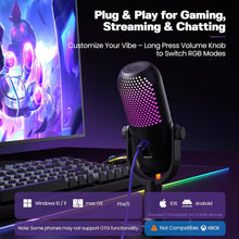 Load image into Gallery viewer, USB Microphone for PC Gaming: Condenser Microphone with RGB