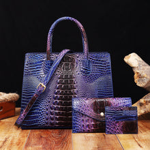 Load image into Gallery viewer, Women's Crocodile-Grain Crossbody Tote Bag Set - 3-Piece Premium PU Leather Handbag Collection