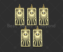 Load image into Gallery viewer, Gold Filled CZ Micro Pave Radial Evil Eye On Rectangle Shape Pendant,18K Gold Filled Charm, Necklace Bracelet Charm,12x25mm,Sku#F1400