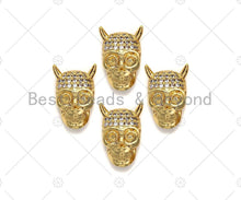 Load image into Gallery viewer, CZ  Micro Pave Skull Spacer Beads, Micro Pave Cubic ZirconiaBeads, Monster Head Beads, Large Hole Beads, Men's Jewelry Findings, sku#LK93