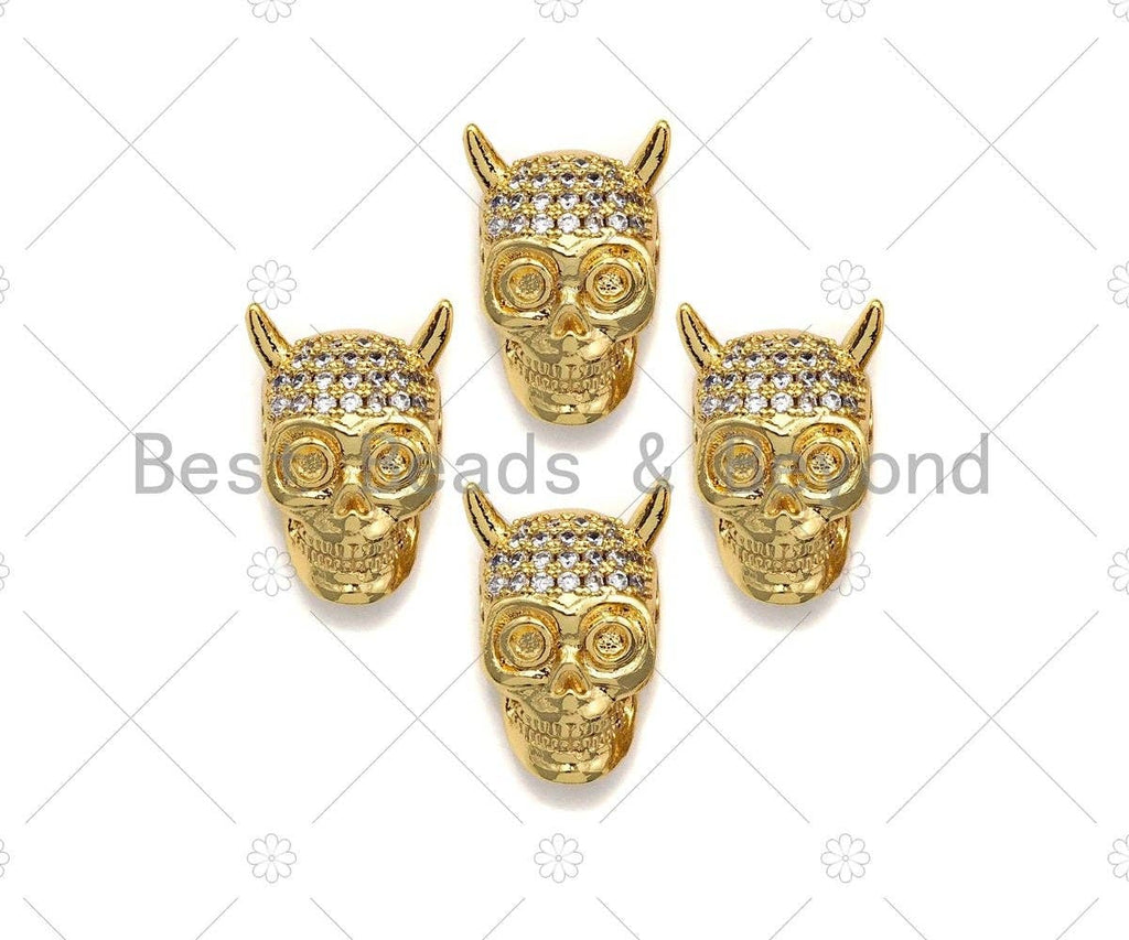CZ  Micro Pave Skull Spacer Beads, Micro Pave Cubic ZirconiaBeads, Monster Head Beads, Large Hole Beads, Men's Jewelry Findings, sku#LK93