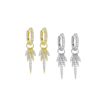 Load image into Gallery viewer, CZ Gold Silver Dangle spike Leaf  Earrings, Sku#A147