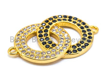 Load image into Gallery viewer, CZ Micro Pave Dual Color Double Ring Connector,CZ/Micro Pave