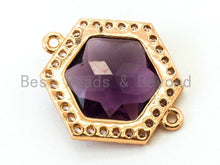 Load image into Gallery viewer, Hexagon Bezel Connector with Faceted Glass,sku#A80