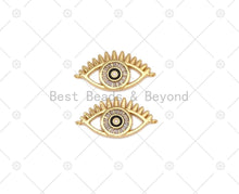 Load image into Gallery viewer, CZ Micropave Evil Eye Shape Pendant, 18K Gold Filled Evil Eye Charm,Necklace Bracelet Charm Pendant, 26x13mm, Sku#JL53