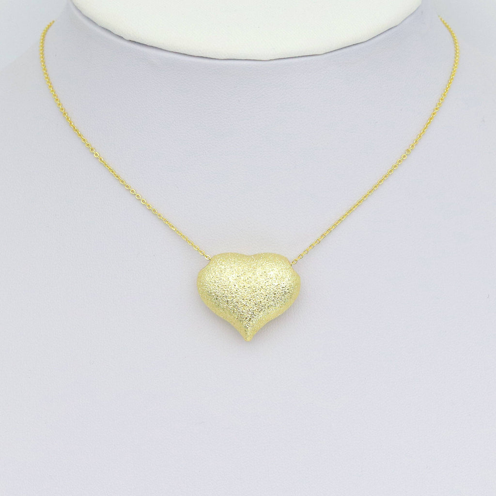 Sparkly Gold Puffy Heart Shape Charm Pendant, Sku#LD644