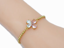 Load image into Gallery viewer, Clear Pink Drop Shape CZ Flower Connector Charm, Sku#LD332