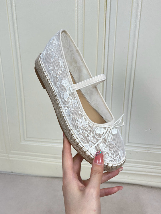 Women's Round Toe Mesh Chunky Sole Sneakers – White Low-Top Shoes