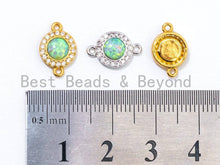 Load image into Gallery viewer, CZ Micro Pave Round connector/Link Finding, Green Opal, CZ micro paved, Cubic Zirconia CZ Connector, 9x13mm, sku#A71