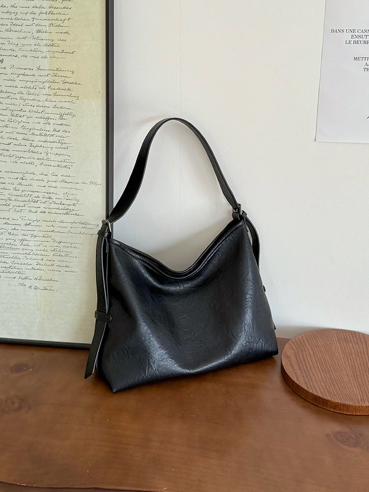 Women's PU Leather Bucket Tote Bag – Large Capacity Shoulder Bag | Coffee & Black