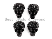 Load image into Gallery viewer, Black CZ Pave On Black Skull With Cap Micro Pave Beads, Cubic Zirconia Spacer Beads,8x11x7mm, sku#N48
