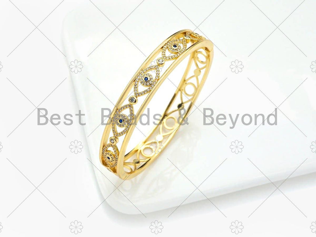 CZ Evil Eye Bangle Bracelet, Sku#X172