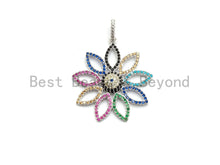 Load image into Gallery viewer, Colorful CZ Micro Pave Sunflower Filigree Pendant ,Gold/Silver/Black/Rose Gold,Cubic Zirconia Jewelry Findings,30x32mm,sku#F697