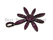 Load image into Gallery viewer, CZ Micro Pave Cobalt/Fuchsia/Green/Black Flower Pendant, CZ Pave Focal Pendant, Gumental plated, 35x37mm sku#F408