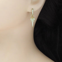 Load image into Gallery viewer, CZ Gold Silver Dangle spike Leaf  Earrings, Sku#A147