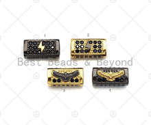Load image into Gallery viewer, Lighnting/Eagle Bead,Tube Spacer Bead, Black CZ Pave Tube Spacer Beads for Men/Women Jewelry Making, 7x14mm, sku#ML21