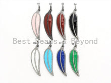 Load image into Gallery viewer, NEW Enamel Colorful Leaf Pendant,CZ Micro Pave Oil Drop Leaf pendant,Enamel pendant,Enamel Jewelry,14x48mm,sku#F619