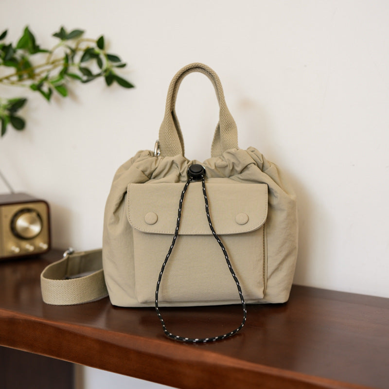 Women's Lightweight Oxford Cloth Shoulder Bag - Versatile Everyday Bucket Bag