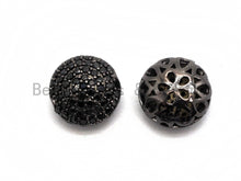 Load image into Gallery viewer, Black CZ Pave On Black Micro Pave Button Round Spacer Beads for Bracelet/Necklace, Spacer Beads, 11mm, sku#C98