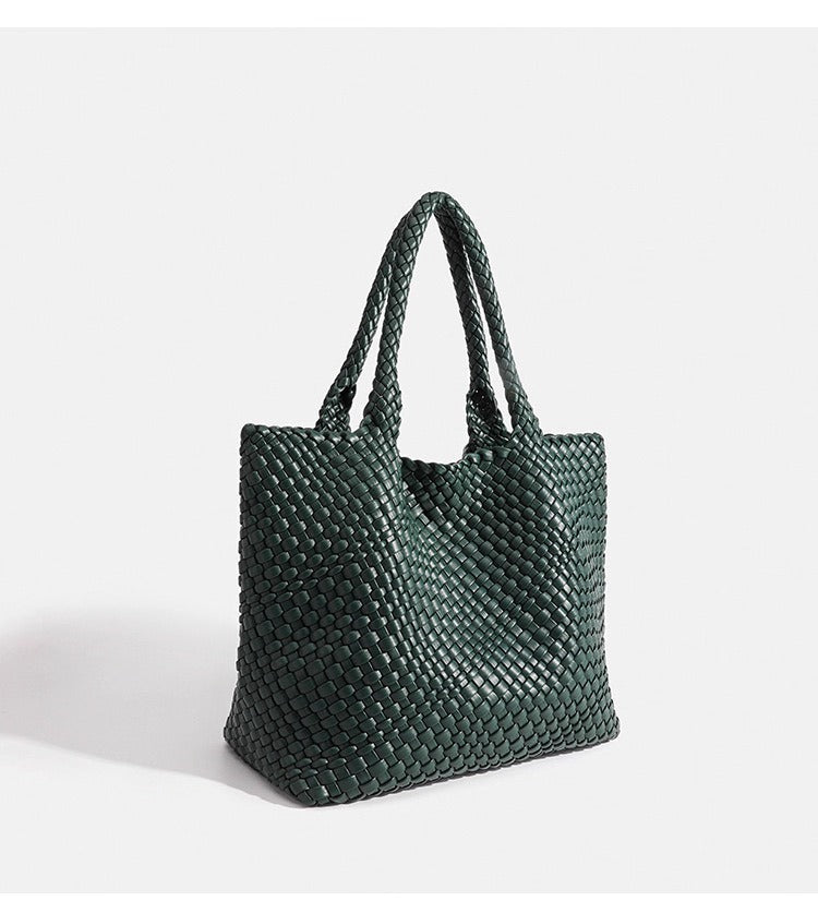 Handwoven Woven Shoulder Bag - Premium PU Leather Underarm Bag for Women