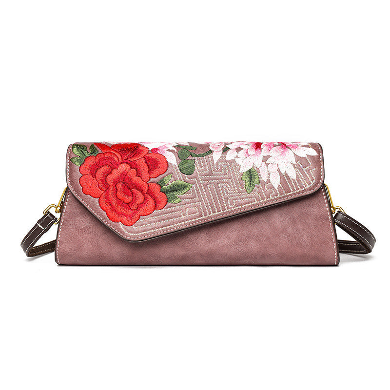 Chinese Floral Embroidered Shoulder Bag | Elegant Women's Handbag