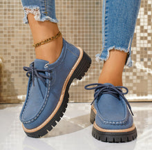 Load image into Gallery viewer, Women's Lace-Up British Striped Loafers | Cow Suede Leather Shoes