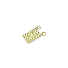 Load image into Gallery viewer, Gold Clear CZ Heart On Rectangle Charm Pendant, Sku#LK984