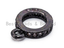 Load image into Gallery viewer, CZ Micro Pave Donut Ring 8mm Charm holder connector Beads, CZ pave Slider Link Beads, Large hole Spacer Beads with Jump Ring, sku#F334