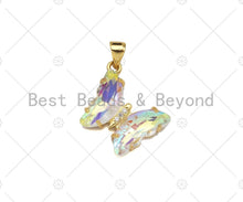 Load image into Gallery viewer, Colorful Glass Quartz Butterfly Charm, Butterfly Pendant, Necklace Bracelet Acrylic Butterfly Charm Pendant, 19x15mm,Sku#LD84