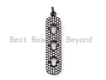 Load image into Gallery viewer, CZ Micro Pave Rectangle Pendant/Charm with 3 little Hollow Hamsa Hand, Cubic Zirconia Pave Bar Pendant, 8x34mm, sku#F203