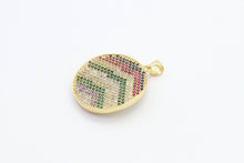 Load image into Gallery viewer, CZ Micro Pave Mixed Color Zigzag Round Disc Pendant, Cubic Zirconia Necklace Pendant, 25x31mm, sku#F3