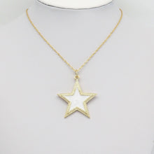 Load image into Gallery viewer, Big Clear CZ Gold White Star Pendant, Sku#ML71