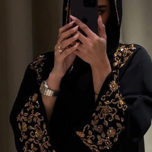 Load image into Gallery viewer, Luxury Black Embroidered Diamond Abaya Set (MOA184)