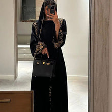 Load image into Gallery viewer, Luxury Black Embroidered Diamond Abaya Set (MOA184)