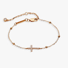 Load image into Gallery viewer, Cross Delicate Pave Crystal Beaded Strand Bracelet