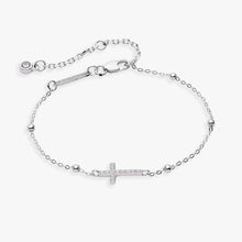 Load image into Gallery viewer, Cross Delicate Pave Crystal Beaded Strand Bracelet