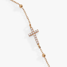 Load image into Gallery viewer, Cross Delicate Pave Crystal Beaded Strand Bracelet