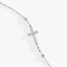 Load image into Gallery viewer, Cross Delicate Pave Crystal Beaded Strand Bracelet