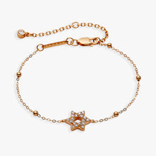 Load image into Gallery viewer, Star of David Delicate Pave Beaded Chain Bracelet