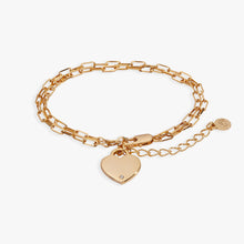 Load image into Gallery viewer, Heart Charm Double Paperclip Chain Bracelet