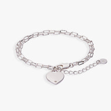 Load image into Gallery viewer, Heart Charm Double Paperclip Chain Bracelet