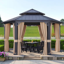 Load image into Gallery viewer, [13X15FT] Alora Double-Tier Hexagonal Metal Hardtop Patio Gazebo With Curtains (SAK84137)