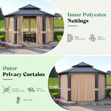 Load image into Gallery viewer, [13X15FT] Alora Double-Tier Hexagonal Metal Hardtop Patio Gazebo With Curtains (SAK84137)