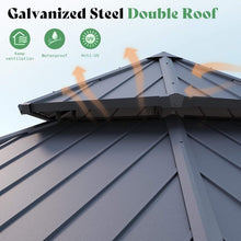 Load image into Gallery viewer, [13X15FT] Alora Double-Tier Hexagonal Metal Hardtop Patio Gazebo With Curtains (SAK84137)
