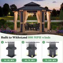 Load image into Gallery viewer, [13X15FT] Alora Double-Tier Hexagonal Metal Hardtop Patio Gazebo With Curtains (SAK84137)