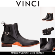 Load image into Gallery viewer, The Royal Hand Craft Black Leather Double-Buckle Chelsea Men Boot