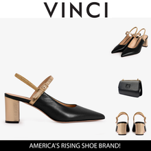 Load image into Gallery viewer, The Pompei Black Leather Slingback Women Sandal